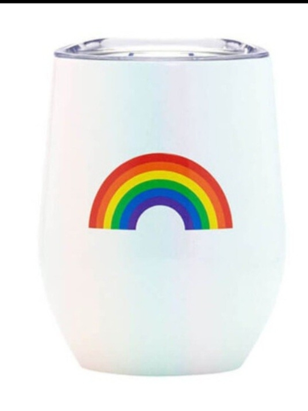 New! White Rainbow Stainless Stemless Tumbler - Party Favor